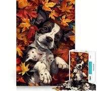 Puzzle per cani con cuccioli e foglie autunnali, 1000 pezzi, per adolescenti, gioco di logica chiaro, leggero e rilassante, taglio perfetto, regalo affettuoso (50x75cm)