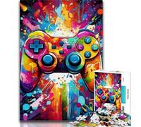 Puzzle per controller di gioco d'arte per adulti, 1000 pezzi, antistress, per ammazzare il tempo durante le vacanze, con poster abbinato e foglio di quiz, 38x26cm