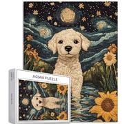 Puzzle per cucciolo di cane bambino cielo notturno 1000 pezzi ricamo arte lati acqua giallo floreale trama terra colorato puzzle fai da te per la decorazione della casa regali puzzle famiglia perfetto