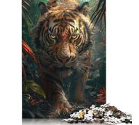 Puzzle per famiglie con tigre nella foresta tropicale, giochi impegnativi, puzzle in cartone riciclato al 100% per bambini adulti, regalo di compleanno, 1000 pezzi (26x38 cm)