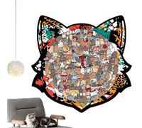 Puzzle per gatti - 23 x 24 cm giocattolo educativo in legno, modello dettagliato da 135 pezzi con d'arte creativa | Set di attività interattive per feste di famiglia e divertimento scolastico