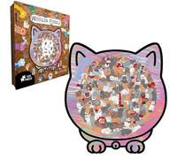 Puzzle per gatti - Decorazione irregolare con cornice - 135 pezzi puzzle in legno con scatola di stoccaggio | Per amici e amanti degli animali, per soggiorno, camera da letto e libreria espositore