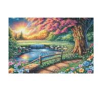 Puzzle Per Hobby Cherry Blossom Tree Stream Forest Wild Nature 1000 Pezzi Per Adulti Divertente E Coinvolgente Perfetto Per Famiglia 1000 PCS（75x50cm）