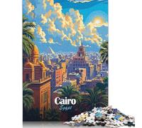 Puzzle per il Cairo, Egitto, illustrazione del paesaggio urbano, puzzle da 1000 pezzi, puzzle in legno per adulti e sfide per famiglie, 1000 pezzi (75x50 cm)