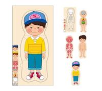 Puzzle per il corpo per bambini, puzzle per il corpo, puzzle anatomia, puzzle in legno per bambini, puzzle a strati a partire da 4, 28 pezzi, per bambini da 3 a 5 (ragazzi)