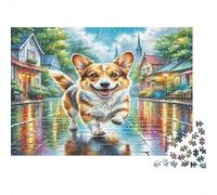 Puzzle per la Casa Airedale Terrier per Adulti, Corgi sulla Strada Bagnata Gioco Educativo Antistress e Decorazione Murale 70x50cm 1000 Pezzi