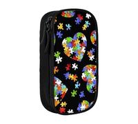 Puzzle per la consapevolezza dell'autismo Astuccio per matite a forma di cuore Astuccio per matite di grande capacità Astuccio per penne Astuccio per trucchi per ragazze Ragazzi Adulti Scuola Ufficio