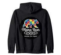 Puzzle per la consapevolezza dell'autismo, Mamma Orso sostenitore, Supporto per Amore Felpa con Cappuccio