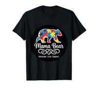 Puzzle per la consapevolezza dell'autismo, Mamma Orso sostenitore, Supporto per Amore Maglietta con Stampa Grafica Economica