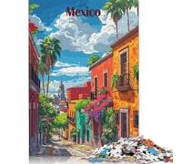 Puzzle per la scena di strada di Città del Messico, 500 pezzi, puzzle per adulti, puzzle in legno per adulti e antistress, 500 pezzi (52x38 cm)