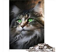 Puzzle per Occhi Verdi Maine Coon Puzzle da 1000 pezzi per adulti Puzzle in legno per adulti Famiglia Taglio preciso Puzzle da 1000 pezzi 1000 pezzi(50x75 cm)