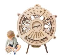 Puzzle per puzzle in legno con calendario perpetuo, set di puzzle per calendario perpetuo in legno, set di gioco divertente, giocattoli per l'educazione precoce per abilità pratica motoria