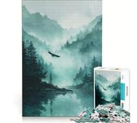 Puzzle per ragazzi 1000 Aquila che plana su un lago di montagna nebbioso, Gioco impossibile, Attività per famiglie, Ideale come regalo per tutta la famiglia 50x75cm