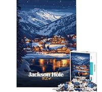 Puzzle per ragazzi 1000 Attività divertenti da fare a casa a Jackson Hole in una notte d'inverno Corsa di velocità Giochi per famiglie dai 14 anni in su (38x26cm)