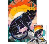 Puzzle per ragazzi 1000 Black Panther in Stained Glass Puzzle da 1000 pezzi Giocattolo educativo Sfida impegnativa Bellissimo design Gioco (38x26cm)