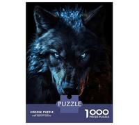 Puzzle Per Ragazzi 1000 Black Wolf Blue Eyes Puzzle Giochi Divertenti Decorazione Perfetta Offerta Come Regalo Per Tutta La Famiglia 52x38cm/1000pcs