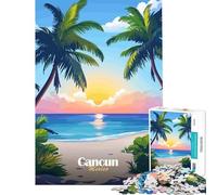 Puzzle per ragazzi 1000 Cancun Tramonto Spiaggia Relax Gioco Giocattolo Gioco Intellettuale Ottimo Regalo e Giocattolo Attività per la Famiglia (Dimensioni 50x75cm)