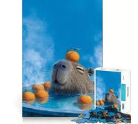 Puzzle per ragazzi 1000 Capibara nella vasca da bagno calda che nuota con le arance Taglio preciso Divertente Gioco creativo per la mente Rilassamento Divertimento Regalo di Natale artistico (38x26cm)