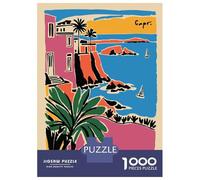 Puzzle Per Ragazzi 1000 Capri Coastline Illustration Puzzle Giochi Divertenti Decorazione Perfetta Offerta Come Regalo Per Tutta La Famiglia 38x26cm/1000pcs