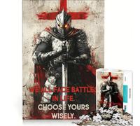 Puzzle per ragazzi 1000 Cavalieri con Croce Rossa e Citazione Motivazionale Giocattolo Fai da Te Decorazione per la Casa Ideale come Regalo per Tutta la Famiglia 38x52cm
