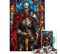 Puzzle per ragazzi 1000 Cavalieri Paladini Vetro colorato Puzzle per ragazzi Giochi divertenti Taglio di precisione compleanno e altri compleanni (dimensioni 38x26cm)