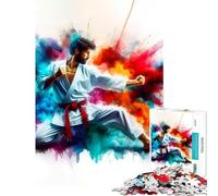 Puzzle per ragazzi 1000 combattenti di karate in un'esplosione di colori Divertimento a casa migliora la memoria giochi divertenti adatti a persone dai 14 anni in su 38x26cm