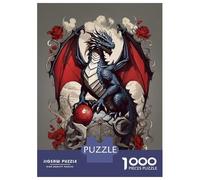 Puzzle Per Ragazzi 1000 Dragon Red Roses Puzzle Giochi Divertenti Decorazione Perfetta Offerta Come Regalo Per Tutta La Famiglia 38x26cm/1000pcs