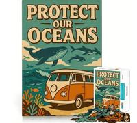 Puzzle per ragazzi 1000 Giornata della Terra,Proteggi i nostri oceani Taglio preciso Gioco Rompicapo Regalo Gioco rilassante Regalo di Natale Arte (38x52cm)