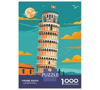 Puzzle Per Ragazzi 1000 Leaning Tower of Pisa Illustration Puzzle Per Ragazzi Giochi Rilassanti Modelli Da Assemblare Offerta Come Regali Per Tutta La Famiglia 70x50cm/1000pcs