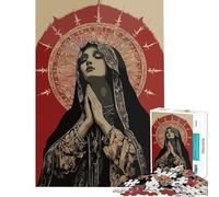 Puzzle per ragazzi 1000 Maria in preghiera con aureola Attività divertenti da fare a casa Corsa di velocità Giochi per famiglie dai 14 anni in su (38x26cm)