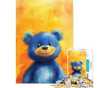 Puzzle per ragazzi 1000 pezzi Affascinante Orsetto Blu Sorridente Puzzle per Ragazzi Giochi Divertenti Taglio di Precisione Compleanno (dimensioni 38x52cm)