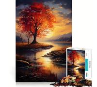 Puzzle per ragazzi 1000 pezzi Albero al tramonto in autunno Taglio preciso Divertente Gioco creativo per la mente Rilassamento Divertimento Regalo di Natale artistico (38x26cm)
