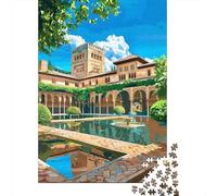 Puzzle Per Ragazzi 1000 Pezzi Alhambra Palace Garden Puzzle Gioco Rompicapo Un'opera D'arte Regali Unici Per Compleanno E Natale 70x50cm/1000pcs