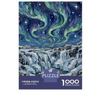 Puzzle Per Ragazzi 1000 Pezzi Aurora Borealis over Waterfall Painting Puzzle Per Adulti Giochi Per Famiglie Analisi E Logica Come Regali Per Tutta La Famiglia 70x50cm/1000pcs