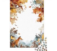 Puzzle Per Ragazzi 1000 Pezzi Autumn Nature Scene with Fox And Rabbit Puzzle Gioco Rompicapo Un'opera D'arte Regali Unici Per Compleanno E Natale 70x50cm/1000pcs