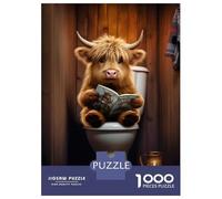 Puzzle Per Ragazzi 1000 Pezzi Baby Highland Cow Toilet Puzzle Gioco Rompicapo Un'opera D'arte Regali Unici Per Compleanno E Natale 38x26cm/1000pcs