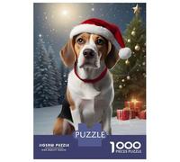 Puzzle Per Ragazzi 1000 Pezzi Beagle Dog Funny Christmas Puzzle Per Adulti Gioco Pratico Sfida Difficile Ideale Come Regalo 38x26cm/1000pcs