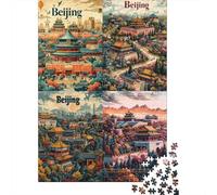 Puzzle Per Ragazzi 1000 Pezzi Beijing Travel Guide Puzzle Gioco Rompicapo Un'opera D'arte Regali Unici Per Compleanno E Natale 70x50cm/1000pcs