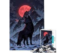 Puzzle per ragazzi 1000 pezzi Blood Moon Alpha︰ Wolf Mountain King Attività divertenti da fare a casa migliora la memoria Giochi divertenti adatti a persone dai 14 anni in su 38x26cm