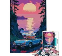 Puzzle per ragazzi 1000 pezzi Blu Convertibile di The Coast at Sunset Relax Games Giocattolo Gioco intellettuale Ottimo regalo e giocattolo Attività per famiglie (Dimensioni 50x75cm)
