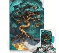 Puzzle per ragazzi 1000 pezzi Bonsai Kintsugi dorati, giocattoli fai da te, decorazioni artistiche per la casa, ideale come regalo per tutta la famiglia 38x26cm