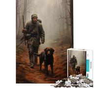 Puzzle per ragazzi 1000 pezzi Cacciatore e cane da dipingere Gioco educativo Sfida Giocattolo Giochi per famiglie Corsa di velocità manuale Regalo di compleanno (Dimensioni 38x26cm)