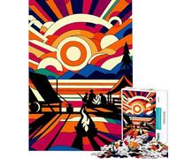 Puzzle per ragazzi 1000 pezzi Campeggio Tramonto Wpap Popart Relax Giochi Giocattolo Gioco intellettuale Ottimo regalo e giocattoli Attività per famiglie (Dimensioni 38x26cm)