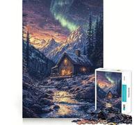 Puzzle per ragazzi 1000 pezzi Casetta in montagna innevata,taglio preciso,divertimento,creatività,gioco per la mente,relax,divertimento,regalo di Natale (50x75cm)