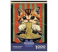 Puzzle Per Ragazzi 1000 Pezzi Cat Eating Ramen Puzzle Giochi Rilassanti Difficile Difficile E Sfida 52x38cm/1000pcs