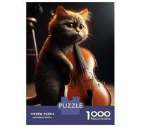Puzzle Per Ragazzi 1000 Pezzi Cat Playing The Cello Puzzle Per Adulti Giochi Rilassanti Decorazione Da Parete Offerta Come Regalo Per Tutta La Famiglia 38x26cm/1000pcs