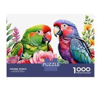Puzzle Per Ragazzi 1000 Pezzi Colorful Parrots with Flowers Puzzle Per Adulti Giocattoli Fai Da Te Analisi E Logica Regali Unici Per Compleanno E Natale 52x38cm/1000pcs