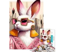 Puzzle per ragazzi 1000 pezzi Coniglietto Floreale alla Moda Gioco Rilassante Giocattolo Gioco Intellettuale Ottimo Regalo e Giocattolo Attività per la Famiglia (Dimensioni 50x75cm)