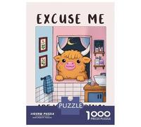 Puzzle Per Ragazzi 1000 Pezzi Cute Highland Cow in Bathroom Puzzle Gioco Rompicapo Un'opera D'arte Regali Unici Per Compleanno E Natale 70x50cm/1000pcs