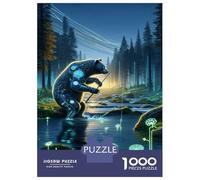 Puzzle Per Ragazzi 1000 Pezzi Cyber Bear Fishing in A Glowing Forest Puzzle Per Adulti Giochi Per Famiglie Analisi E Logica Come Regali Per Tutta La Famiglia 38x26cm/1000pcs